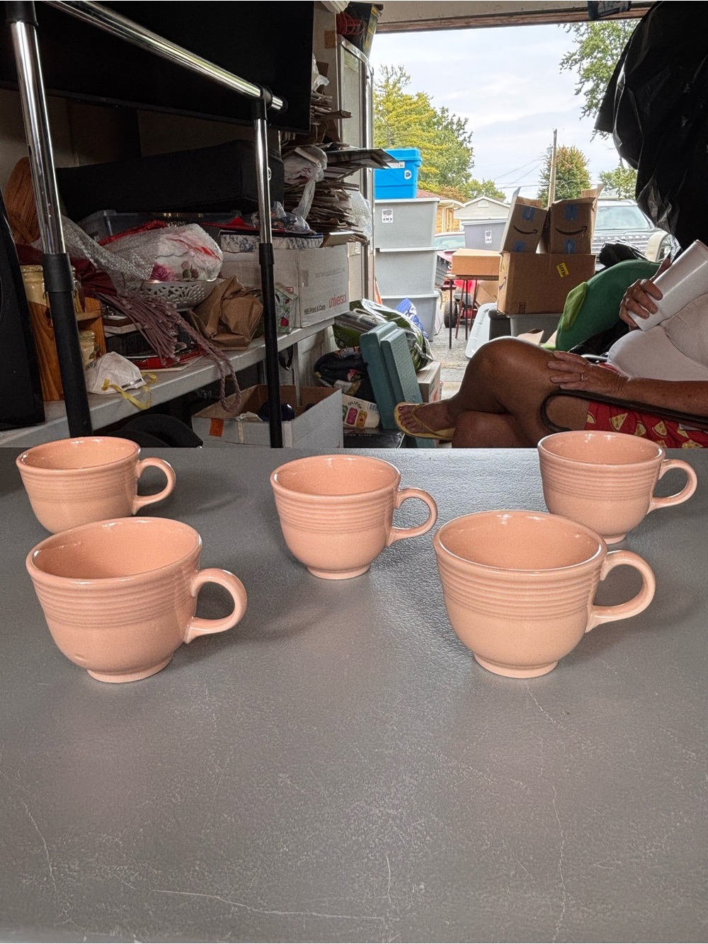 Vintage Fiesta Rose Pink Ring Handle Teacups Set of 5 Homer Laughlin 1950s